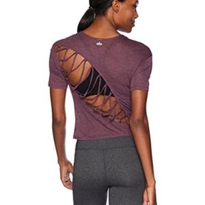Alo Yoga Entwine Top in Eggplant